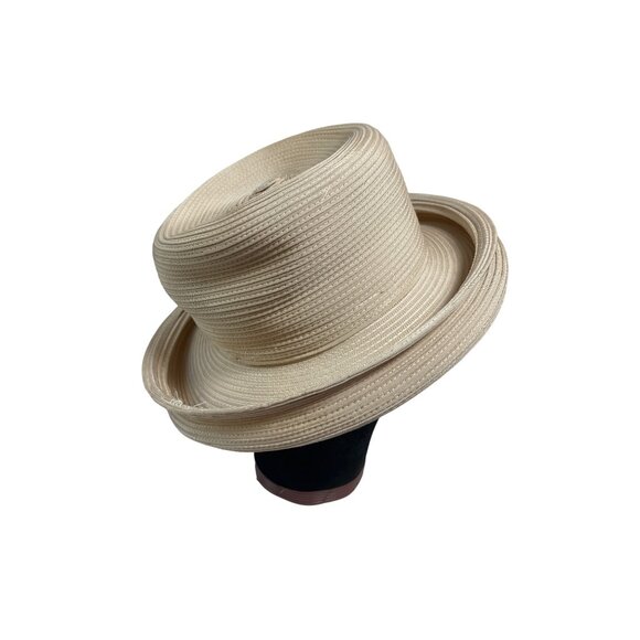 Vintage Frank Olive Gold Standard Neiman Marcus Breton Woven Kentucky Derby Hat - Picture 3 of 7